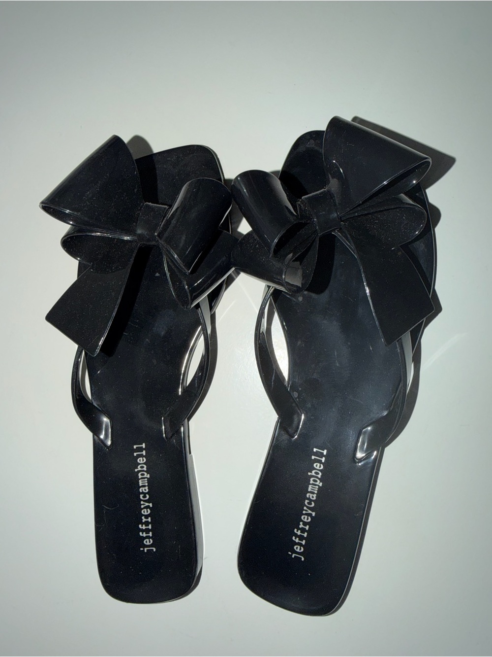 Jeffrey Campbell Black Patent Bow Slide Sandals